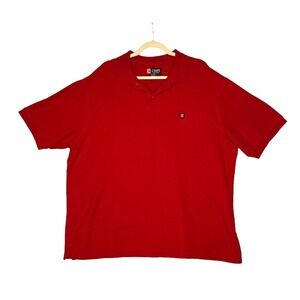 Chaps Polo Shirt Mens Red Short Sleeve 1/4 Button Cotton 2XL